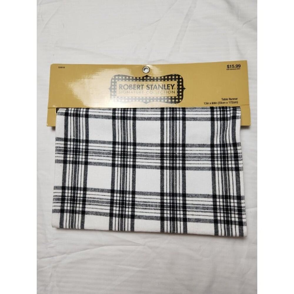 Robert stanley table Runner black and white stripe 13" x 69"